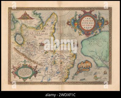 Abraham Ortelius, Tartariae Sive Magni Chami Regni tÿpus 02 (FL36380744 2614093). Stockfoto
