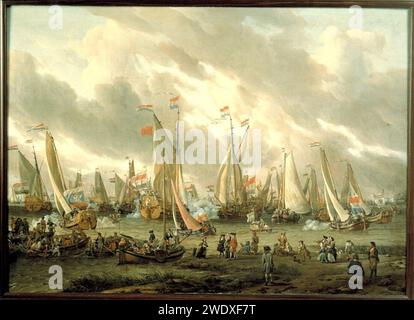 Abraham Storck - Spiegelgevecht op het IJ ter ere van het bezoek van Tsaar Peter de Grote van Rusland, 1. september 1697 Stockfoto