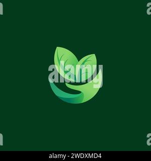 Abstraktes grünes Blatt Logo Symbol Vektor-Design. Landschaftsgestaltung, Garten, Pflanze, Natur und Ökologie Vektor-Logo. Ökologie Happy Life Logo-Konzept-Symbol Stock Vektor