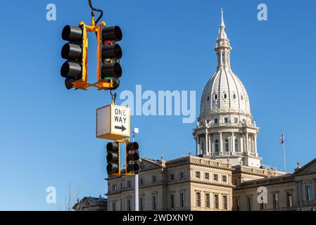 Ende Herbst im Michigan State Capitol Building in Lansing, Michigan. USA. Stockfoto