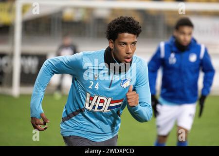 KERKRADE, 22.01.2024, Parkstad Limburg Stadium, Niederländisch Keukenkampioen divisie, Saison 2023/2024. Roda JC - FC Eindhoven. Shane van Aarle während des Aufwärmens Stockfoto