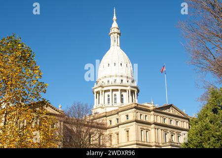 Ende Herbst im Michigan State Capitol Building in Lansing, Michigan. USA. Stockfoto