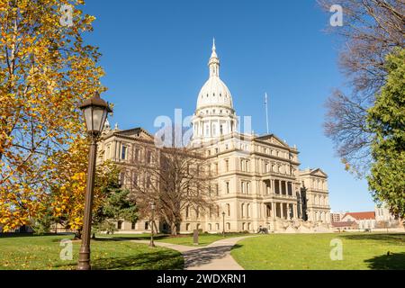 Ende Herbst im Michigan State Capitol Building in Lansing, Michigan. USA. Stockfoto