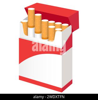 Abbildung der Zigarettenpackung auf weißem Hintergrund Stock Vektor