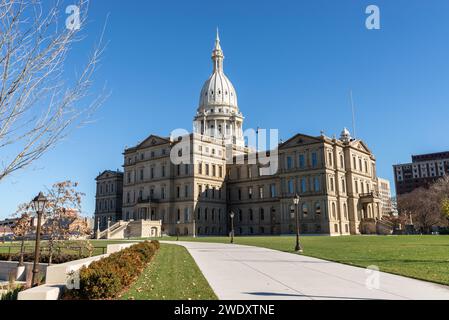 Ende Herbst im Michigan State Capitol Building in Lansing, Michigan. USA. Stockfoto