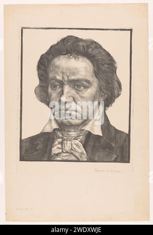 Porträt von Ludwig van Beethoven, Antoon Derkinderen, 1902 gedrucktes Papierporträt des Komponisten Stockfoto