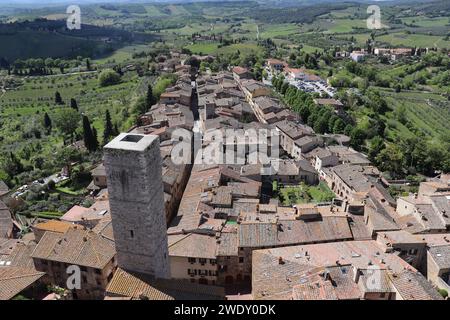 Blick auf den Turm, San Gimignano Stockfoto