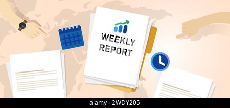 Wöchentlicher Bericht Dokumentendokumentation zur Leistungsplanung Stock Vektor