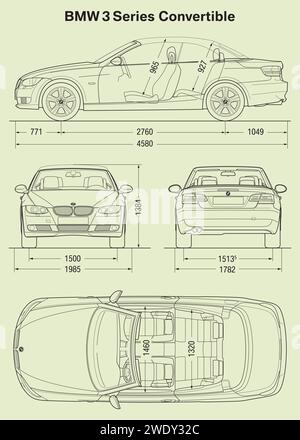 2006 BMW 3er Cabriolet Bauplan Stock Vektor