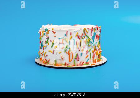 Bento Kuchen zum Geburtstag. Kleines Dessert mit Konfetti Stockfoto