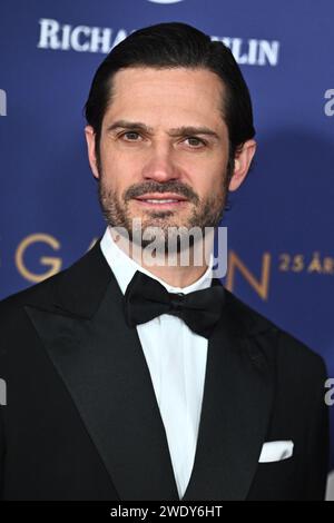 STOCKHOLM, SCHWEDEN 20240122 Prinz Carl Philip kommt auf dem roten Teppich zur jährlichen Sportgala 2024 in der Friends Arena. Foto: Claudio Bresciani / TT Stockfoto