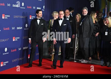 STOCKHOLM, SCHWEDEN 20240122 Prinz Carl Philip und Prinz Daniel kommen auf dem roten Teppich bei der jährlichen Sportgala 2024 in der Friends Arena an. Foto: Claudi Stockfoto