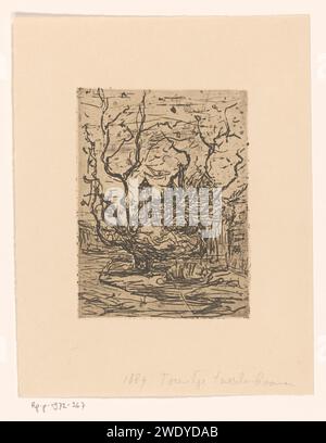 Torentje Between Trees, Floris Verster, 1889 Druckpapier Ätzen / Trockenspitzen Bäume. Landschaft mit Turm oder Schloss Stockfoto