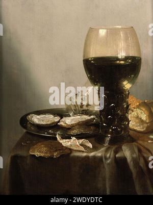 Adriaen Jansz Kraen - Stillleben mit Austern roemers Brot und Pfeffer. Stockfoto