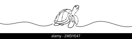 Eine einzige durchgehende Linienzeichnung einer Schildkröte Stock Vektor