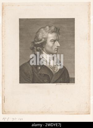 Porträt van Friedrich von Schiller, Heinrich Lödel, nach Franz Gerhard von Kügelgen, 1808 - 1861 Druckpapierstich historischer Personen. Schriftsteller, Dichter, Autor Stockfoto