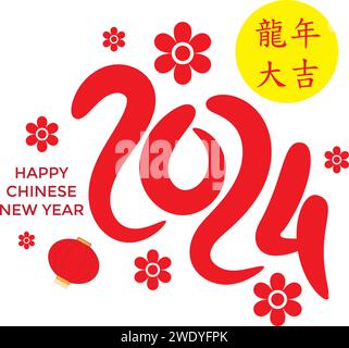 Design für das chinesische Neujahr. Auf Englisch ist übersetzt : Happy New Year, Stock Vektor