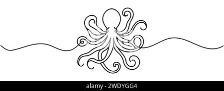 Eine durchgehende Linienzeichnung eines Oktopus. Stock Vektor