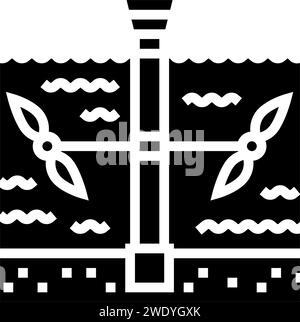 Abbildung des Symbols für Glyphe des Stromerzeugers mit Gezeitenleistung Stock Vektor