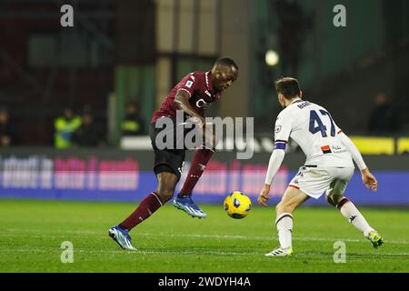 Salerno, Italien. Januar 2024. Simy (Salernitana) Fußball/Fußball : italienisches Spiel der Serie A TIM zwischen US Salernitana 1919 1-2 Genua CFC im Stadio Arechi in Salerno, Italien. Quelle: Mutsu Kawamori/AFLO/Alamy Live News Stockfoto