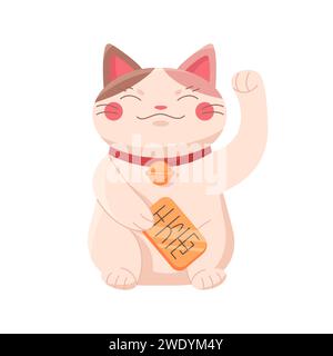 Japanische Glückskatze. Niedliche maneki-Neko-Katze, traditionelle asiatische Glückssymbol-Cartoon-Vektor-Illustration Stock Vektor