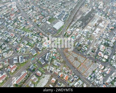 Luftaufnahme der Wohngegend Kingersheim, Mulhouse, Elsass, Frankreich. Stockfoto