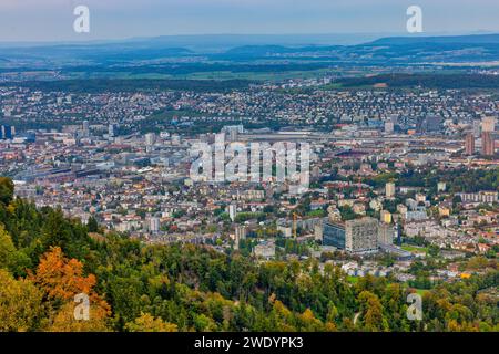 Luftaufnahme der Stadt Zürich in Zürich, Schweiz. Stockfoto