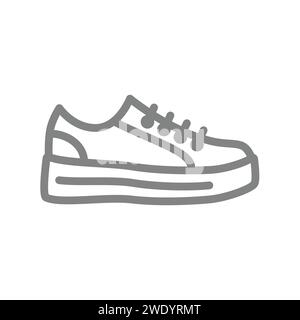 Sneakers mit Linienvektor-Symbol. Turnschuhe, Schnürschuhe, bearbeitbarer Strich. Stock Vektor