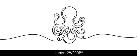 Eine durchgehende Linienzeichnung eines Oktopus. Stock Vektor