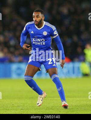 Leicester, Großbritannien. Januar 2024. Ricardo Pereira von Leicester City, während des Sky Bet Championship Matches Leicester City gegen Ipswich Town im King Power Stadium, Leicester, Vereinigtes Königreich, 22. Januar 2024 (Foto: Gareth Evans/News Images) in Leicester, Vereinigtes Königreich am 22. Januar 2024. (Foto: Gareth Evans/News Images/SIPA USA) Credit: SIPA USA/Alamy Live News Stockfoto