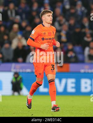 Leicester, Großbritannien. Januar 2024. Leif Davis aus Ipswich Town, während des Sky Bet Championship Matches Leicester City gegen Ipswich Town im King Power Stadium, Leicester, Vereinigtes Königreich, 22. Januar 2024 (Foto: Gareth Evans/News Images) in Leicester, Vereinigtes Königreich am 22. Januar 2024. (Foto: Gareth Evans/News Images/SIPA USA) Credit: SIPA USA/Alamy Live News Stockfoto