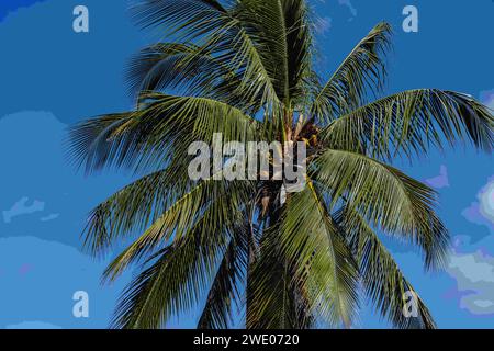 Telchac, Yucatan, USA. Januar 2024. Das karibische Paradies entfaltet sich: Türkisfarbenes Wasser, azurblauer Himmel und wogende Palmen schaffen eine atemberaubende Küstenlandschaft entlang des unberührten Strandes. (Credit Image: © Walter G Arce SR Grindstone Medi/ASP) NUR REDAKTIONELLE VERWENDUNG! Nicht für kommerzielle ZWECKE! Stockfoto