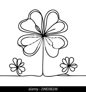 Kleeblatt. Eine durchgehende Linie. St. Patrick's Day-Symbol Stock Vektor