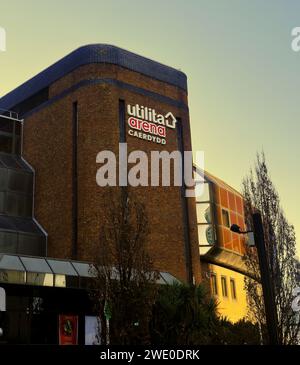 Cardiff Arena - jetzt Utilita Arena, Caerdydd, Cardiff. Vom Januar 2024. Stockfoto