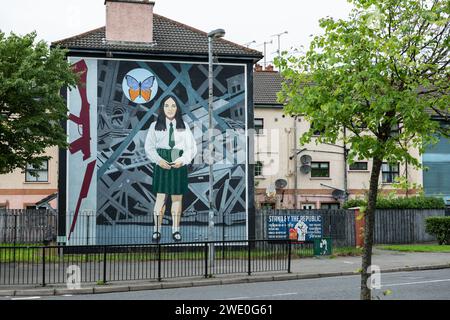 Derry Wandmalereien im Katholischen Viertel von Bogside, Nordirland Stockfoto