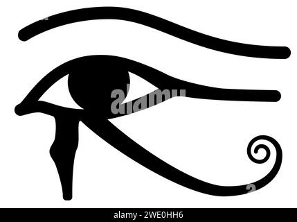 Auge des Horus, schwarz-weiße Vektor-Silhouette Illustration des alten ägyptischen Hieroglyphen-Symbols, isoliert auf weiß Stock Vektor