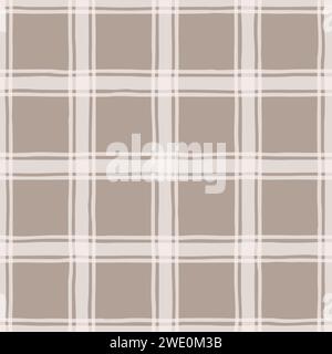 Unregelmäßiges Karomuster Textur vertikale horizontale Linien Creme-Sandbeige. Vektorabbildung Stock Vektor