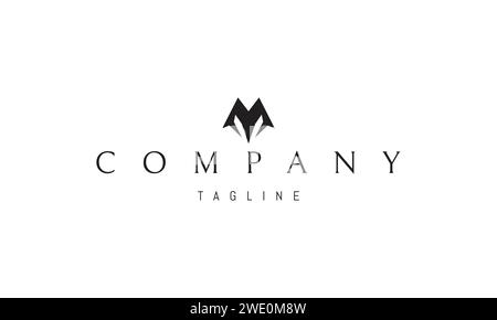 Ein Vektor-Logo-Design mit einem abstrakten Bild eines Fuchsgesichts in Form des Buchstaben M. Stock Vektor