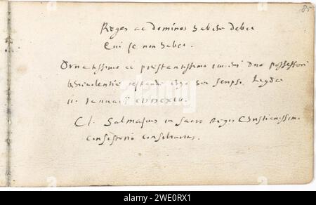 Album amicorum Jacob Heyblocq KB131H26 - p085 - Claudius Salmasius - Inschrift. Stockfoto
