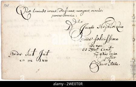 Album amicorum Jacob Heyblocq KB131H26 - p138 - Bartholomaeus Abba - Inschrift. Stockfoto