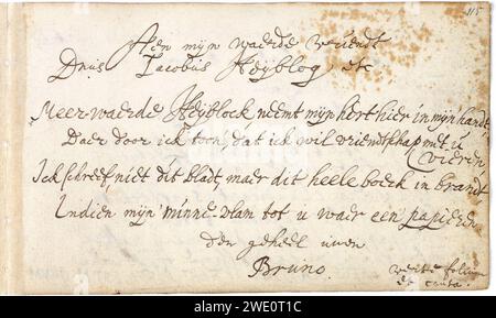 Album amicorum Jacob Heyblocq KB131H26 - p115 - Henrick Bruno - Gedicht. Stockfoto