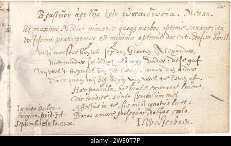 Album amicorum Jacob Heyblocq KB131H26 - p241 - Jacob Westerbaen - Gedicht. Stockfoto