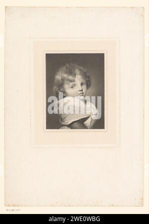 Porträt eines unbekannten Mädchens, Pierre Jean-Baptiste van Reeth, nach Jean-Baptiste Greuze, 1832-1866 Druckpapier. Gravur/Ätzen historischer Personen. Kleinkind - AA - Mädchen Stockfoto