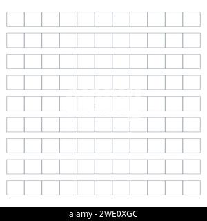Arbeitsmappe zum Schreiben von Hieroglyphen. Liniertes Papier zum Drucken. Geometrisches Muster für die Schule. Realistisches liniertes Papier. Simulator zum Schreiben von Chinesisch Stock Vektor