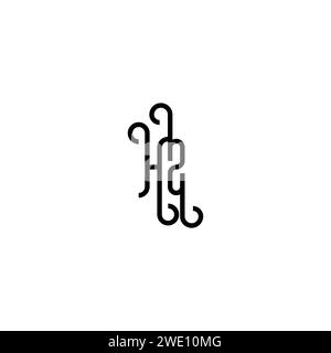 HZ Simple Curved Concept Initial Logo Design Schwarz-weiß Hintergrund Stock Vektor