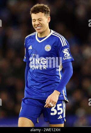 Leicester, Großbritannien. Januar 2024. Kasey McAteer aus Leicester City während des Sky Bet Championship Matches im King Power Stadium in Leicester. Der Bildnachweis sollte lauten: Darren Staples/Sportimage Credit: Sportimage Ltd/Alamy Live News Stockfoto