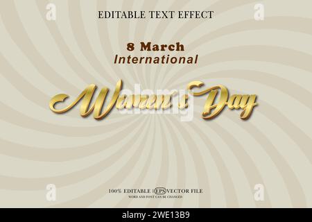 EPS-Vektor-Texteffekt im 3D-Stil zum Happy Women's Day Stock Vektor