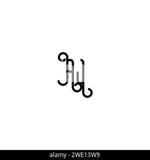 AJ Simple Curved Concept Initial Logo Design schwarz-weißer Hintergrund Stock Vektor
