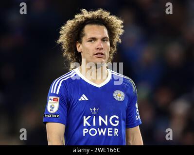 Leicester, Großbritannien. Januar 2024. Wout Faes aus Leicester City während des Sky Bet Championship Matches im King Power Stadium in Leicester. Der Bildnachweis sollte lauten: Darren Staples/Sportimage Credit: Sportimage Ltd/Alamy Live News Stockfoto