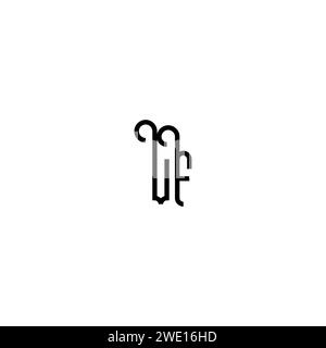 VF Simple Curved Concept Initial Logo Design schwarz-weißer Hintergrund Stock Vektor